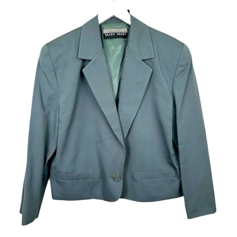 Linda Allard Ellen Tracy Green Wool Suit Blazer Size 12